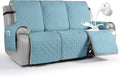 VANSOFY Waterproof Recliner Couch Covers, Sofa Covers 1-Piece Washable Reclining Sofa Cover Non-Slip Furniture Protector with Elastic Straps Pocket for Dogs, Pets(Azuree,3 Seater)