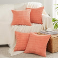 Fancy Homi 4 Packs Boho Coral Decorative Throw Pillow Covers 20x20 Inch for Living Room Couch Bed Sofa, Rustic Modern Farmhouse Home Decor, Soft Plush Corduroy Square Peach Cute Cushion Case 50x50 cm