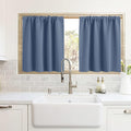 RYB HOME Cafe Blackout Curtains 24 inch Length, RV Curtains for Camper Windows, Mini Short Small Insulating Light UV Blocking Privacy Half Window Tiers, Width 42 by Length 24, Stone Blue, 2 Panels