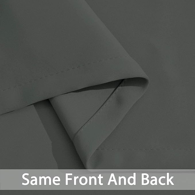 Yakamok Blackout Curtains Room Darkening Thermal Insulated Window Panels,Solid Grommet Top Drapes for Bedroom/Living Room(52Wx90L, Dark Grey, 2 Panels)