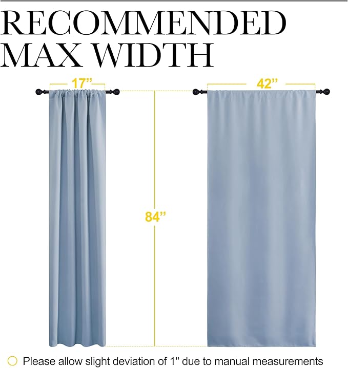 NICETOWN Blackout Curtains for Living Curtains, Vintage Blue, 1 Pair, 34-inch W x 72-inch L, Home Decorations Thermal Insulated Solid Pole Top Blackout Drapes for Living Room