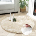 Ashler HOME DECO Soft Fox Faux Fur Chair Couch Cover Area Rug for Bedroom Floor Sofa Living Room White Brown 3 x 3 Feet Round