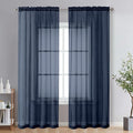 OVZME 2 Panels Sheer Window Curtain Panels 96" Length for Bedroom, Top Rod Pocket Design Window Treatment for Living Room, 42W x 96L inches, Navy Blue