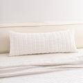 Corduroy Decorative Throw Pillow Covers 14x36 InchSoft Striped Pillow Covers Modern Farmhouse Home Decor for Sofa Living Room Couch Bed（White）