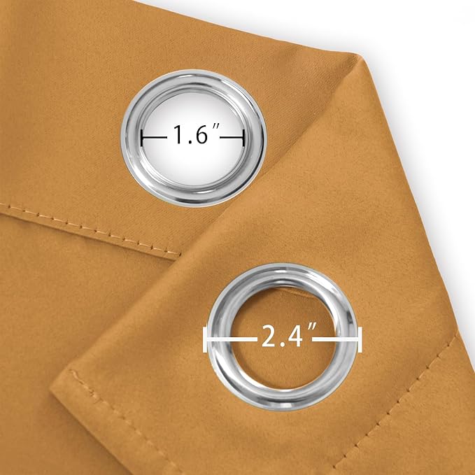 LEMOMO Blackout Curtains 66 x 54 Inch Long Mustard Yellow Curtains Set of 2 Panels Room Darkening Curtains for Bedroom and Living Room
