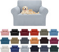 Cupuamon 2026 New Stretch Chair Sofa Slipcovers Couch Cover for 1 Seater Furniture Protector Sofa Covers with Elastic Bottom Jacquard Fabric Small Checks for Pets, Kids - Silver