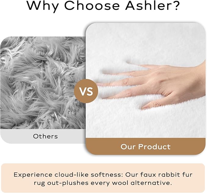 Ashler HOME DECO Ultra Soft Faux Rabbit Fur Chair Couch Cover Area Rug for Bedroom Floor Sofa Living Room Pink 2.2 x 6 Feet