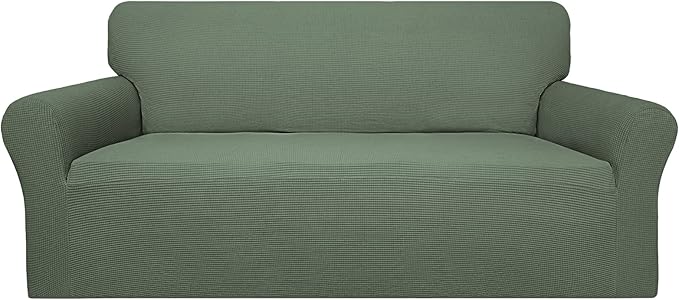 Easy-Going 100% Waterproof Couch Cover, Dual Waterproof Sofa Cover, Stretch Jacquard Sofa Slipcover, Leakproof Furniture Protector for Kids, Pets, Dog and Cat (Oversized Sofa, Grayish Green)