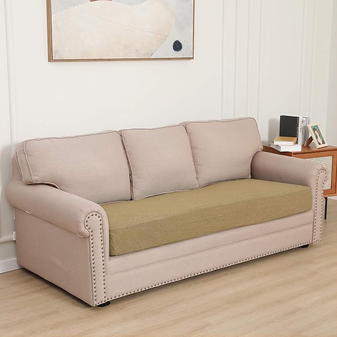 Easy-Going Stretch Cushion Cover Sofa Cushion Furniture Protector Sofa Seat Sofa slipcover Sofa Cover Soft Flexibility with Elastic Bottom(Sofa Cushion,Golden)