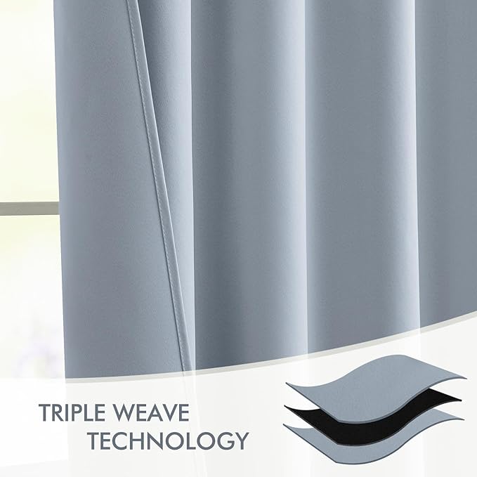MIULEE Light Blue Back Tab Blackout Curtains 63 Inch Length 2 Panels Set for Living Room Bedroom Privacy, Rod Pocket/Pinch Pleat Thermal Insulated Room Darkening Pleated Light Blocking Drapes