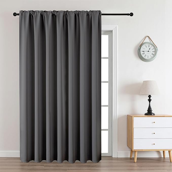CUCRAF Custom Blackout Curtains for Bedroom Living Room, Rod Pocket Room Darkening Curtain Thermal Insulated Light Blocking Window Drapes 1 Panel (Custom Size, Light Grey)