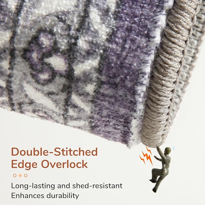 OPPODREAM Soft Area Rugs 3x5, Washable Rugs with Non Slip Backing, Low-Pile Throw 3x5 Carpet, Faux Cashmere 3 x 5 Carpet, Purple