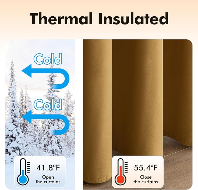 MIULEE Elegant Velvet Curtains Gold Grommet Curtains Fall Thermal Insulated Soundproof Room Darkening Blackout Curtains/Drapes for Girls & Lady Living Room/Bedroom Decor 52 x 96 Inch 2 Panels
