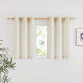 NICETOWN Linen 36 inch Curtains for Kitchen Window, Grommet Thick Flax Linen Burlap Small Window Treatments Privacy Assured with Light Filtering for Cafe/Kids Room, W42 x L36, 2 Panels