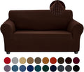 Joccun Stretch Loveseat Couch Cover Slipcover, 1-Piece Sofa Cover for 2 Cushion Couch Spandex Jacquard Washable Furniture Protector Cover for Living Room,Kids,Pets（Loveseat,Chocolate）