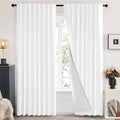 Deconovo Total Blackout Curtains 2 Panels W70 x L108— 100% Blackout, Thermal Insulated, Back Tab, Machine-Washable Drapes, White