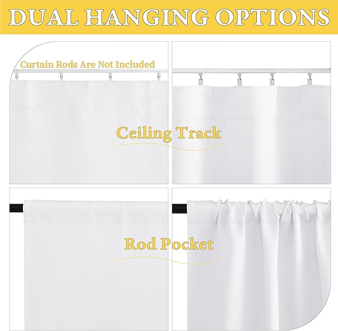NICETOWN 1 Panel Blackout Door Curtain, Thermal Insulated Privacy Window Covering for Patio French Front Door Sidelight Curtain, Rod Pocket and Ceiling Track, W36 x L72 inch, Pure White