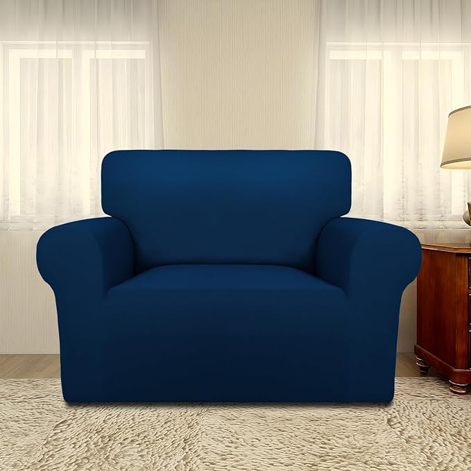 PureFit Super Stretch Sofa Slipcover – Spandex Non Slip Soft Couch Sofa Cover, Washable Furniture Protector with Non Skid Foam and Elastic Bottom for Kids, Pets (Oversized, Navy)