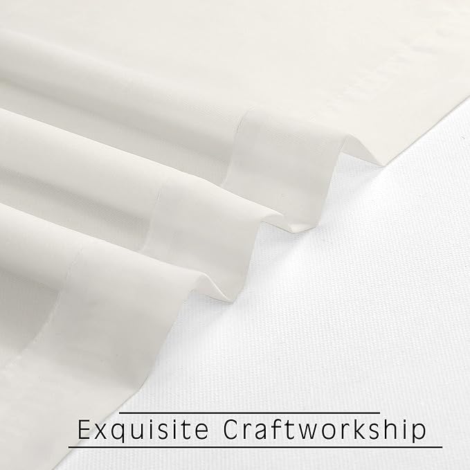 OWENIE Short Sheer Curtains 24 Inches Long 2 Panels for Bathroom Window, Rod Pocket Light Filtering Sheer Tier Curtains for Small Kitchen Laundry Room, RV, Camper Travel Trailers, 42 W x 24 L, Ivory