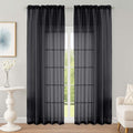 OWENIE Black Sheer Curtain 90 Inches Long 2 Panels Set, Solid Filmy Drapes for Living Room Bedroom, Elegant Window Voile Sheer Curtain Panels Drapes, 2 Pcs, Each 59W x 90L Inch