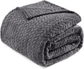 Exclusivo Mezcla Fleece Queen Size Blanket for Bed, 90x90 Inches Soft Cozy Jacquard Flannel Blankets, Lightweight Fuzzy Plush Warm for Women, Dark Grey