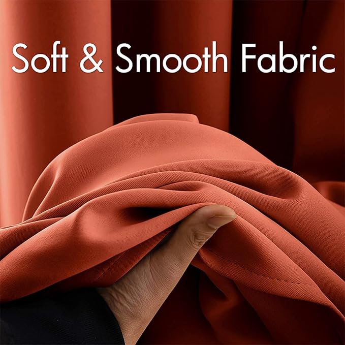 MIULEE Blackout Curtains for Fall Bedroom Living Room Thermal Insulated Room Darkening Grommet Top Solid Light Blocking Drapery Set of 2 Window Panels 52 x 90 Inches Burnt Orange