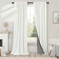 Ivory Blackout Curtains 90 Inches Long 2 Panel Light Blocking Patio Drape for Sliding Glass Doors Rustic Country Curtain for Nursery Bedroom Thick Linen Cotton Textured Off White Back Tab Pocket 52x90