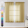 OVZME Gold Sheer Curtains 63 Inches Long 2 Panels - Soft Light Filtering Window Sheer Panels for Living Room/Bedroom, Top Dual Rod Pocket, 1 Pair, Each 42Wx63L Inches