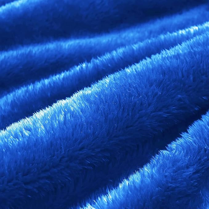 Exclusivo Mezcla Plush Fuzzy Fleece Throw Blanket, Super Soft, Fluffy and Warm Blankets for Couch, Bed, All Season Use (40x50 Inches, Cobalt Blue)