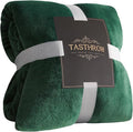 TASTHROW Large Flannel Fleece Throw Blanket, 50×70 Inch - Cozy Lightweight Thick Blanket - All Seasons Suitable for Women, Men and Kids (Two Pack, DarkGreen)