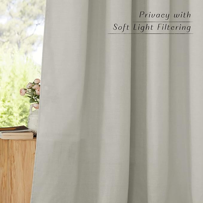 NICETOWN Gray Linen Doorway Curtains 80 inches Long, Grommet Thick Linen Weave Semi Sheer Window Treatments Privacy Assured with Light Filtering for Bedroom/Side Door, W34 x L80