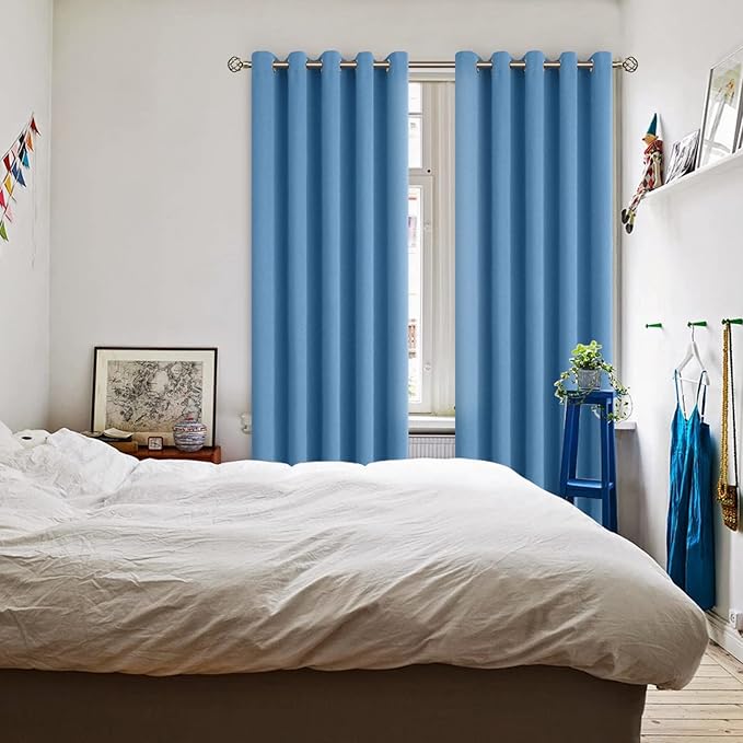 BGment Blackout Curtains - Grommet Thermal Insulated Room Darkening Bedroom and Living Room Curtains, Set of 2 Panels (70 x 84 Inch, Denim)