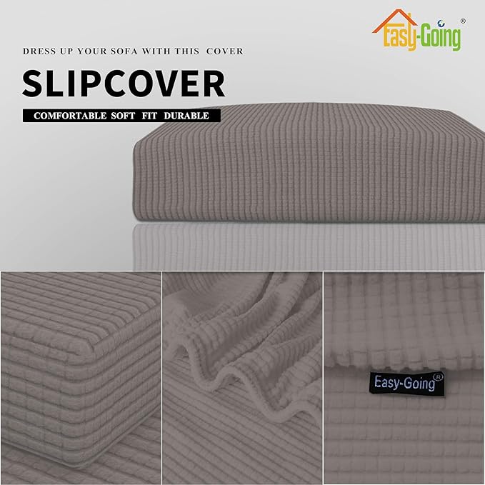 Easy-Going Stretch Loveseat Cushion Cover Sofa Cushion Furniture Protector Sofa Seat Sofa Slipcover Sofa Cover Soft Flexibility with Elastic Bottom(Loveseat Cushion, Taupe)