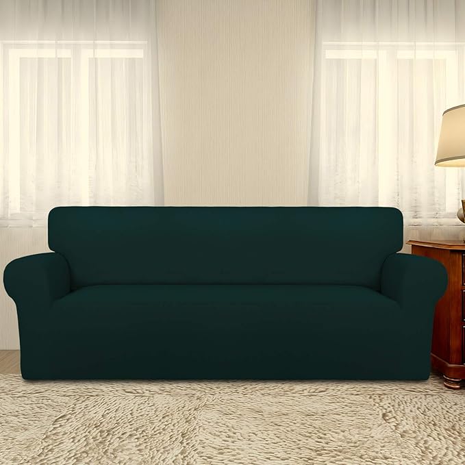 PureFit Super Stretch Sofa Slipcover – Spandex Non Slip Soft Couch Sofa Cover, Washable Furniture Protector with Non Skid Foam and Elastic Bottom for Kids, Pets （Sofa, Deep Teal）