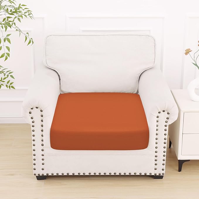 Smiry Printed Couch Cushion Covers, Stretch Soft Couch Covers for Sofa, Washable Non-Slip Sofa Slipcover Furniture Protector for Indoor and Outdoor (1 Pack, Rust)