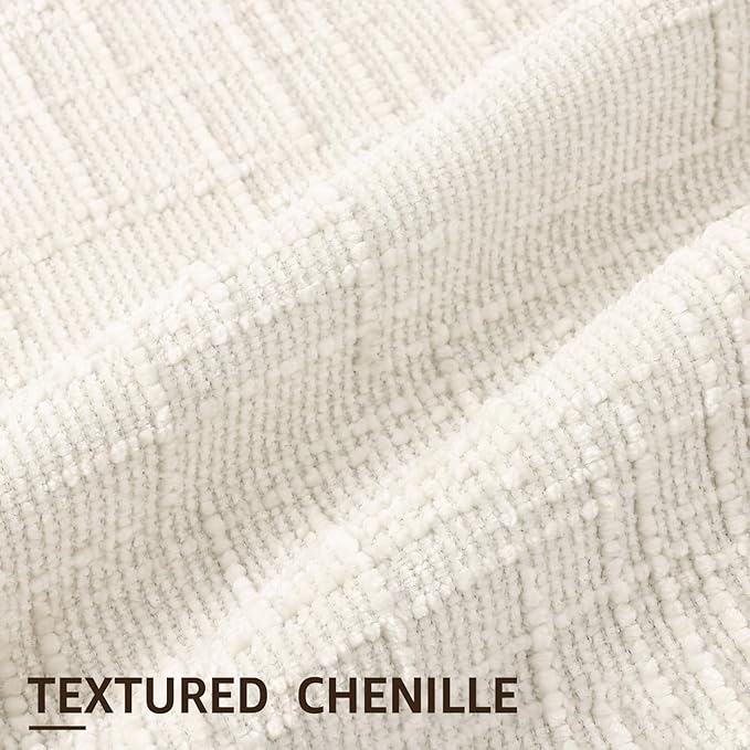 decorUhome Summer Cream White Chenille Throw Pillow Covers 20x20 Set of 2 Textured Soft Cozy Slubby Couch Pillow Covers Modern Farmhouse Boho Decorative Pillow Cases for Bed Sofa Living Room