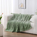 Sage Green Fleece Throw Blanket for Couch Sofa Bed (90”×90”)