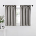 NICETOWN Room Darkening Cafe Satin Curtains for Small Windows, 42" Wide by 36" Long, 2 Panels, Chrome Gray, Rod Pocket Privacy Blackout Drapes for Laundry Room