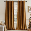 MIULEE Velvet Curtains 72 inches - Luxury Blackout Curtains for Bedroom Living Room Thermal Insulated Super Soft Window Drapes Rod Pocket & Back Tab, Gold Brown, W52 x L72 inches, 2 Panels