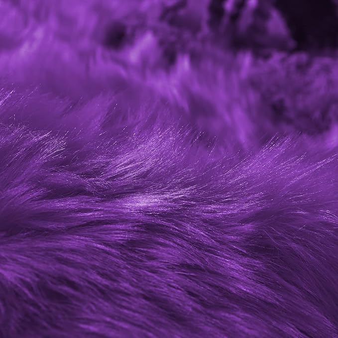 Goolela Purple Circle Rug 4ft Fluffy Round Faux Sheepskin Fur Rug for Bedside Bedroom Décor Soft Plush Fuzzy Furry