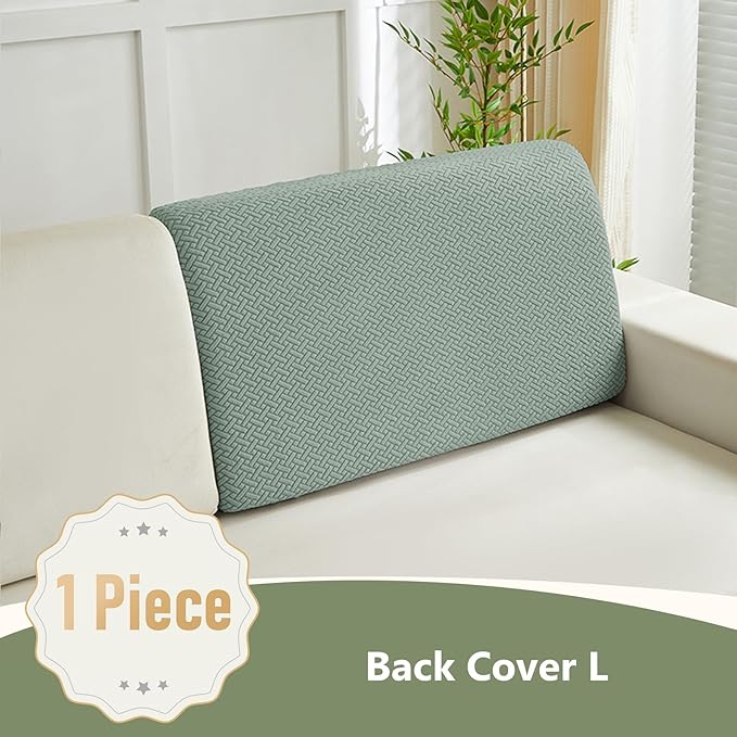 Couch Cushion Covers for Sofa Couch Covers Wear-Resistant Universal Sofa Cover Washable Stretch for Sectional Slipcovers (Texture-Green,Back Cover L)