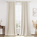 Guken 100% Blackout Linen Curtains 84 Inch Length 2 Panels Set for Living Room Bedroom Back Tab Thermal Insulated Black Out Drapes Room Darkening Farmhouse Style for Bedroom Window Curtains 52x84