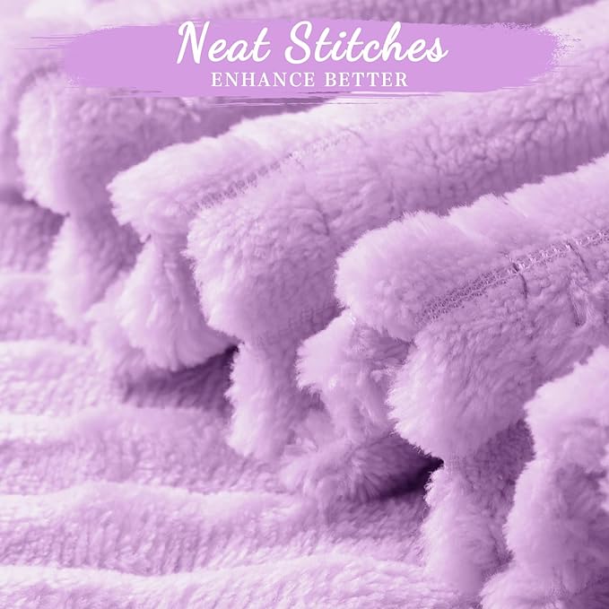 Buryeah 6 Pcs Flannel Throw Blanket Bulk 50 x 60 in Sleepover Blanket Outdoor Wedding Throw Lightweight, Oeko-tex Standard 100 Certified for Sofa Homeless Gifts (Lavender Purple)