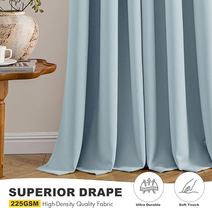 MIULEE Slate Blue Blackout Curtains for Bedroom Living Room 72 Inches Long 2 Panels, Thermal Insulated Room Darkening Drapes Solid Grommet Noise Reduction Light Blocking Window Treatments 40x72 Inch
