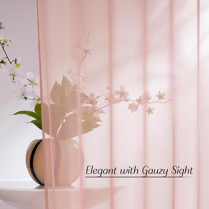 NICETOWN Light Pink Sheer Curtains for Girls Room 84 inch Length, Grommet Casual Voile Sheer with Light Filtering Window Treatments for Nursery Room, 2 Panels, W54 x L84