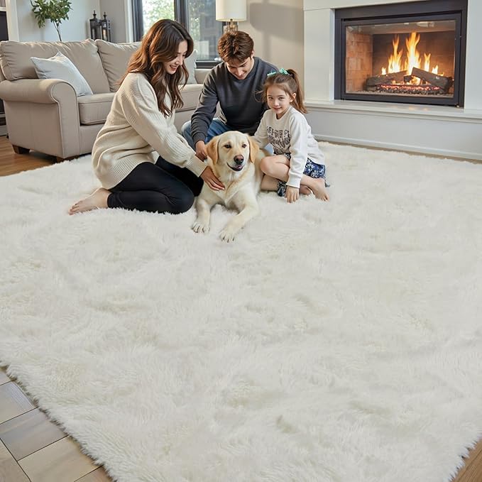 Rugs for Living Room 6x9, Alfombras para Salas Shag Large Plush Soft Area Rug, Shaggy Carpets for Bedroom, Kids Boys Girls Home Decor Aesthetic(Cream, 6 x 9)