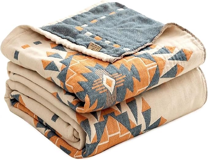 MSGKV Spring Blankets Cotton Throw Blanket 60''x 80'' Muslin Blanket for Couch Bed Chair, Soft Bed Cotton Quilted Boho Quilts Blankets Gifts for Women