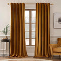 MIULEE Velvet Curtains Golden Brown Elegant Grommet Thermal Insulated Soundproof Room Darkening Curtain/Drapes for Classical Living Room Bedroom Decor 72 x 84 Inch Set of 2