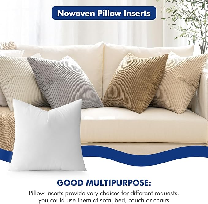 MIULEE Pillow Insert 27x27 Inch, Decorative Square Throw Pillow Inserts, Premium Fluffy Pillow Forms Sham Stuffer for Sofa Couch Living Room
