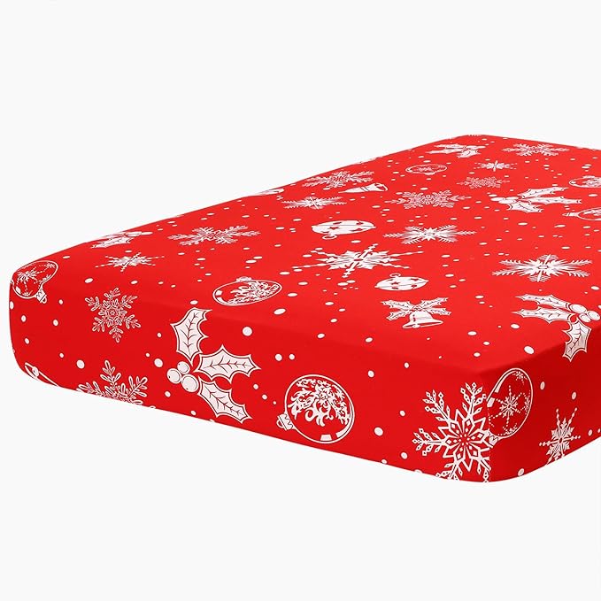 hyha Printed Couch Cushion Covers, Floral Sofa Covers Washable for 3 Cushion Couch, Stretch Pattern Outdoor Cushion Covers for Patio Furniture with Elastic Bottom(Large, Snowflake Bell)